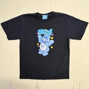 Care Bears Giggle T-Shirt 2004 Graphic Tee Black Size M Wish Licensing Vintage